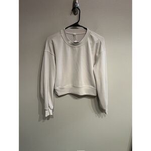 Lululemon Perfectly Oversized Cropped Crew Sweatshirt Womens 0 Soft Tree Beige